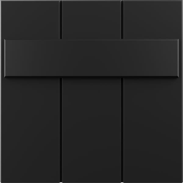 Ekena Millwork 12"W x 12"H True Fit PVC Joined Board-n-Batten Shutters Sample, Black SAMPLE-TFPBBBL - main